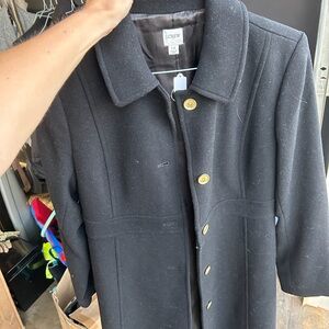 J. Crew Charcoal Coat with Brass Accents